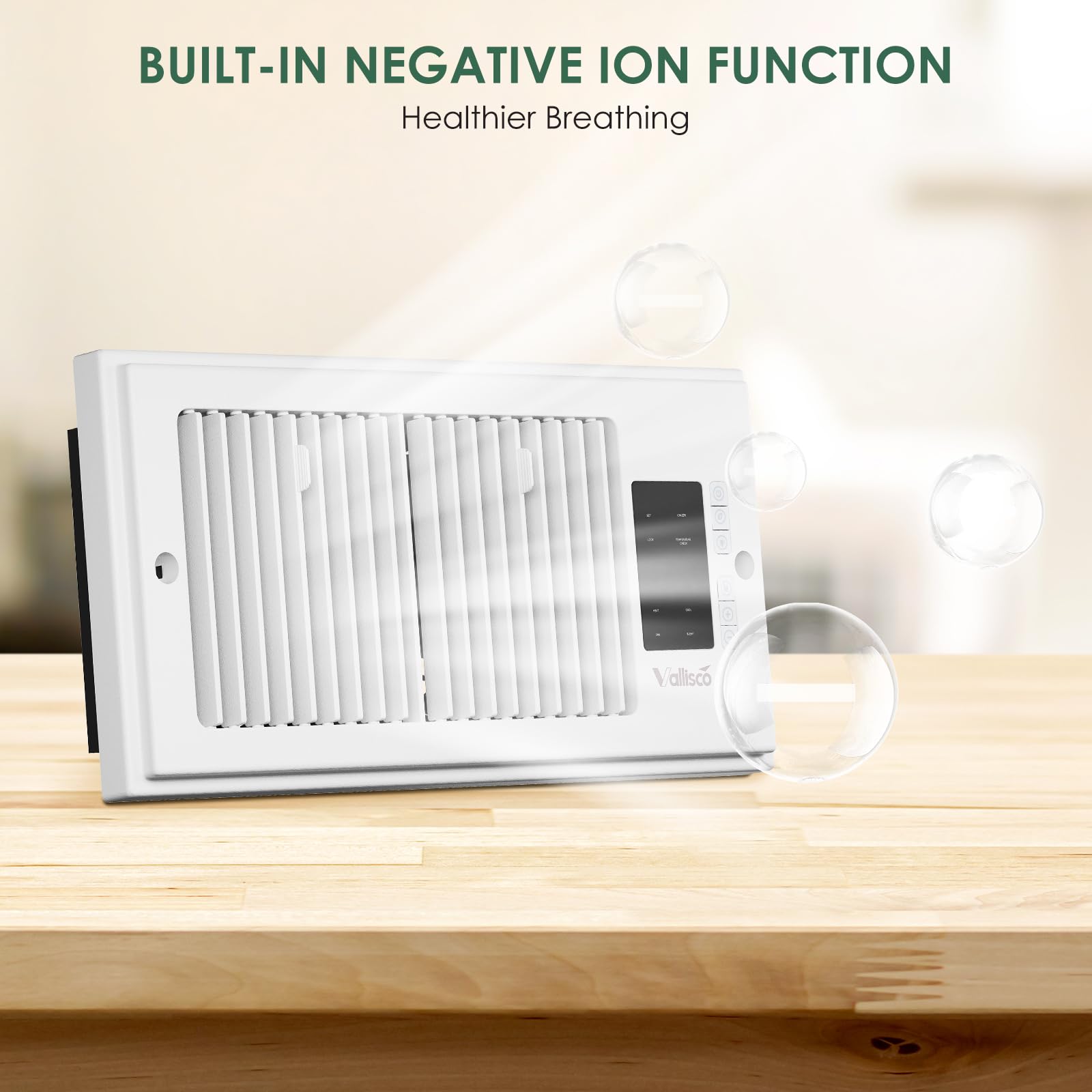 Vallisco Register Booster Fan 4 ''X10 '', 10-Speed Quiet Vent Fan With Negative Ion, Thermostat & Remote, Enhances And Improves